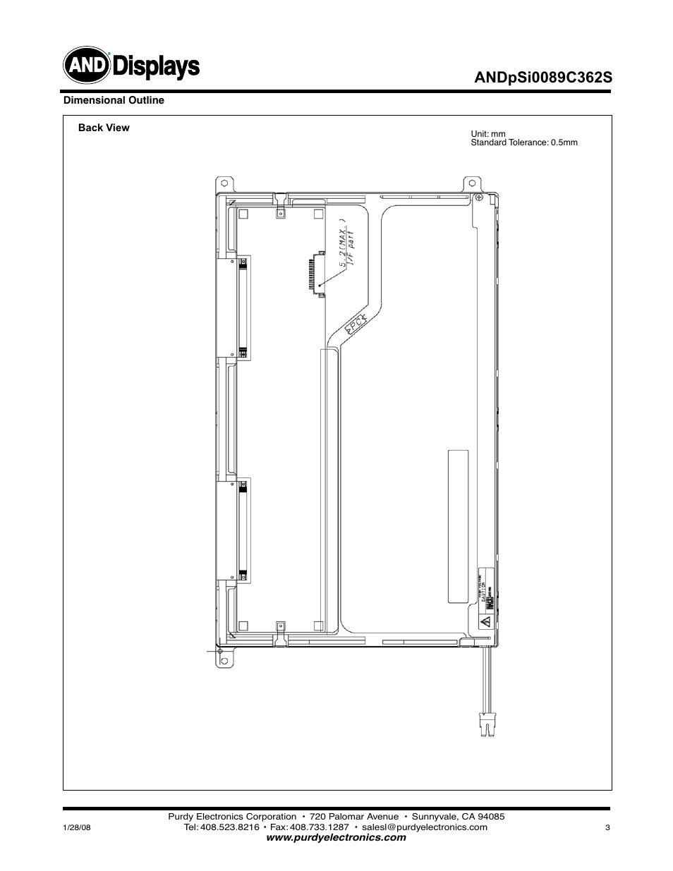 Displays | Purdy ANDpSi089C362S User Manual | Page 3 / 6