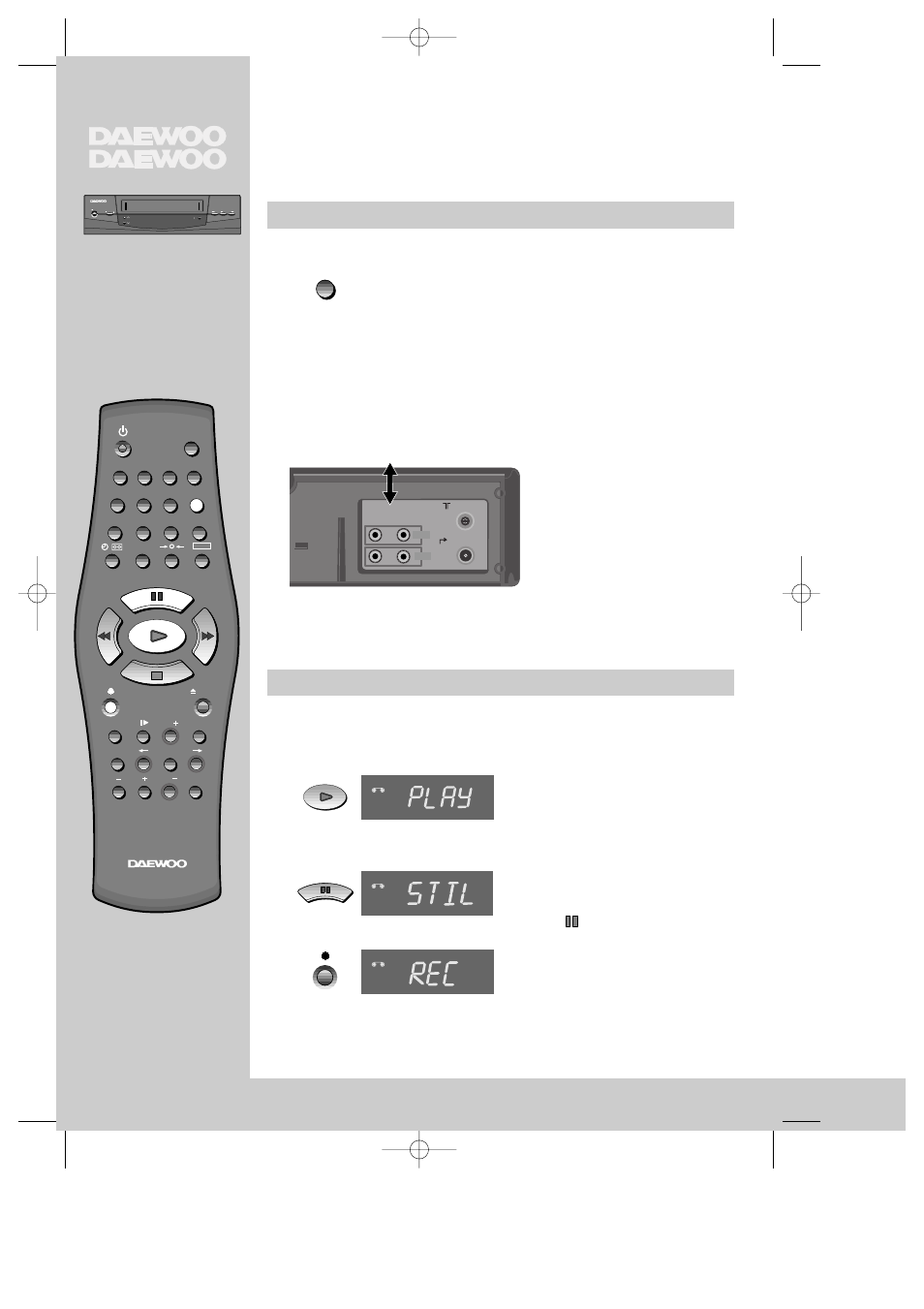 Connections, Copying assembling, Now go directly into record. tv (other vcr) | Rec/ play rew ff stand by stop/ eject channel otr | Daewoo K480 User Manual | Page 21 / 25