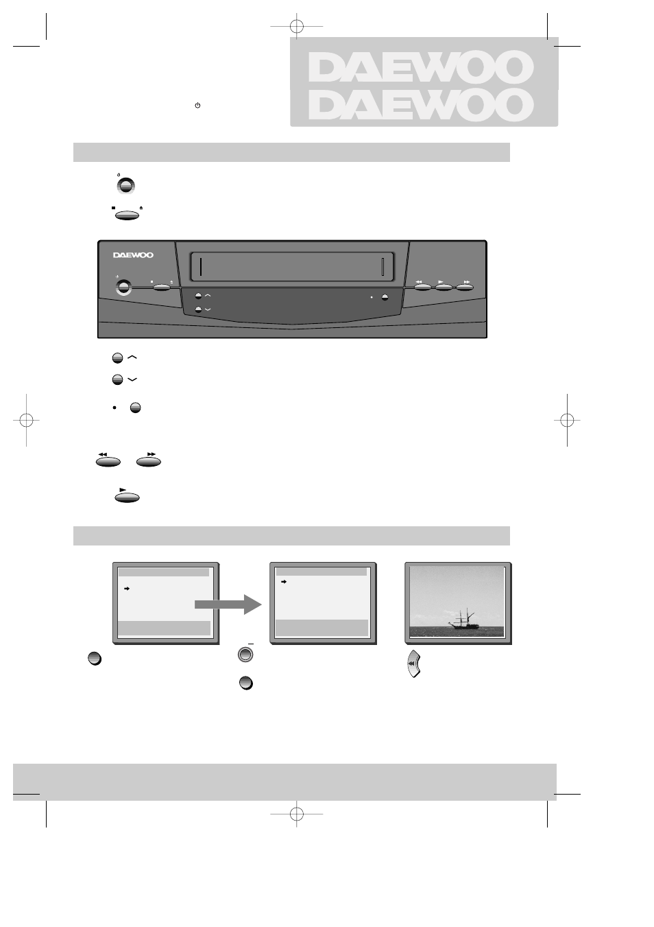 The machine on screen display, Programme (station) selection recording or otr | Daewoo K480 User Manual | Page 6 / 25