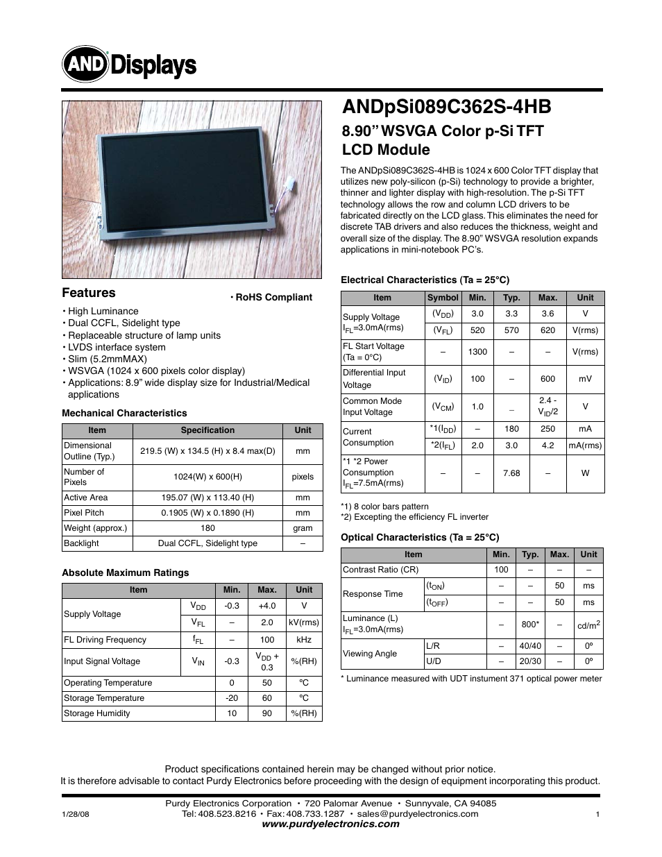 Purdy ANDpSi089C362S-4HB User Manual | 6 pages