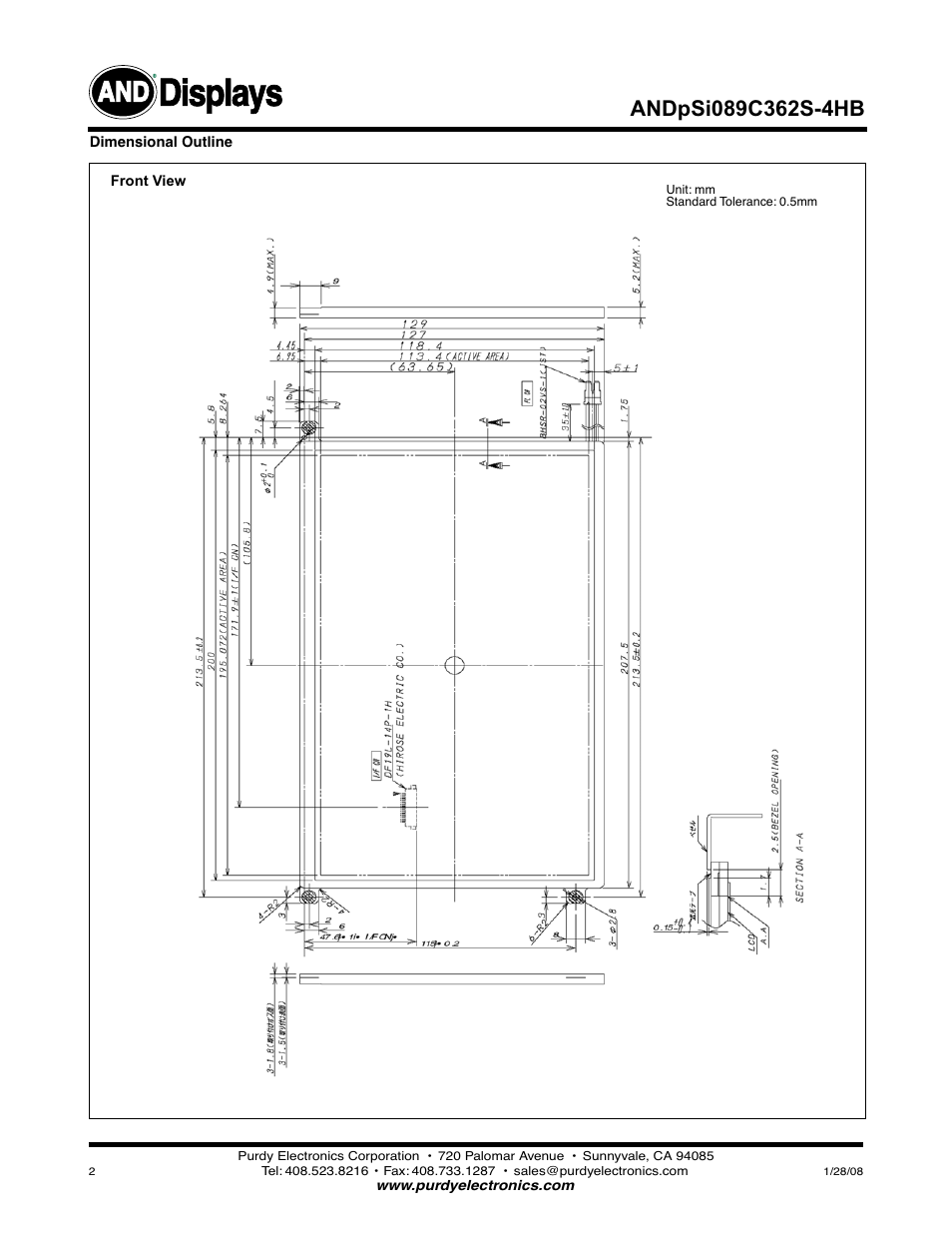 Displays | Purdy ANDpSi089C362S-4HB User Manual | Page 2 / 6