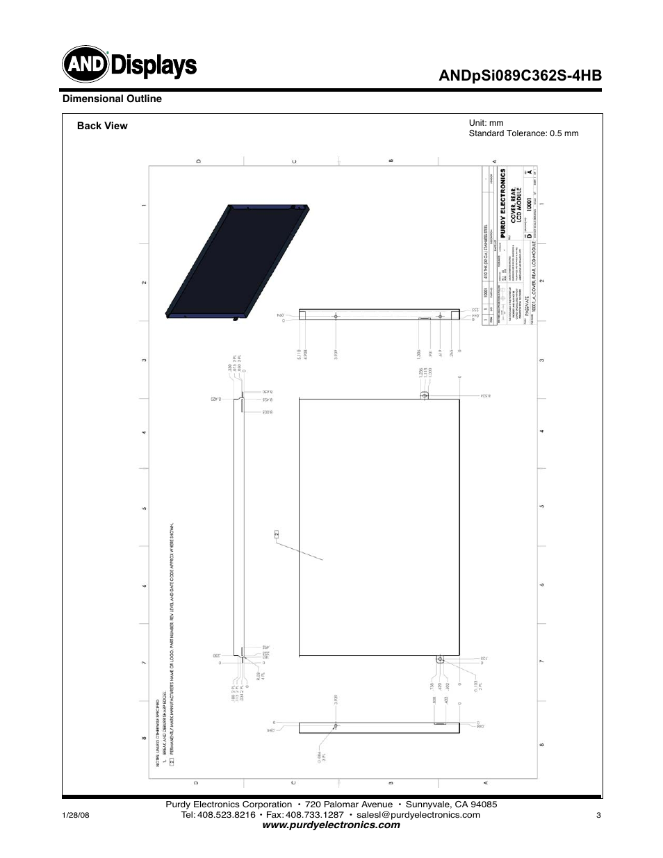 Displays | Purdy ANDpSi089C362S-4HB User Manual | Page 3 / 6
