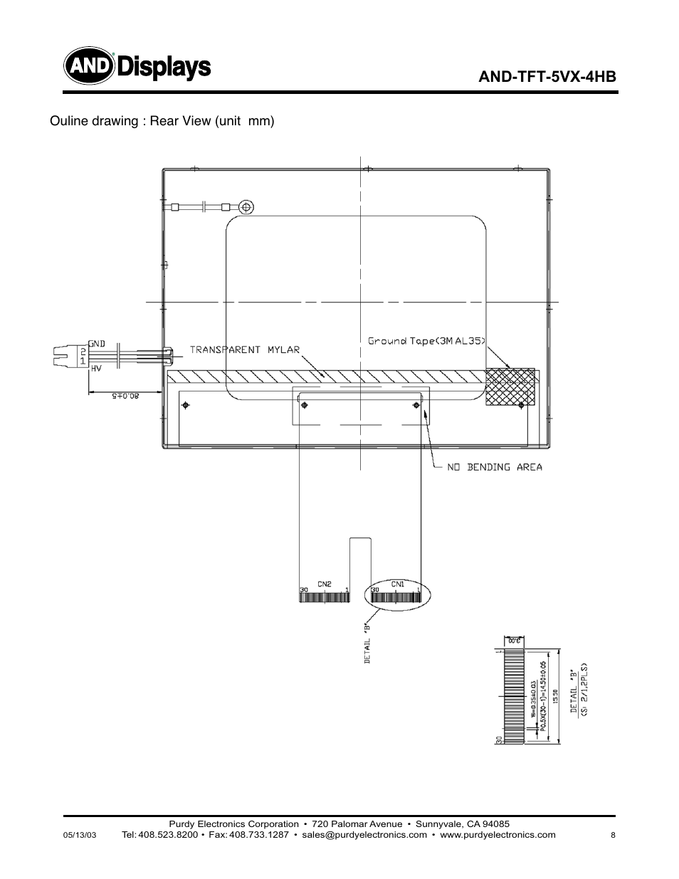 Displays, And-tft-5vx-4hb | Purdy AND-TFT-5VX-4HB User Manual | Page 8 / 9