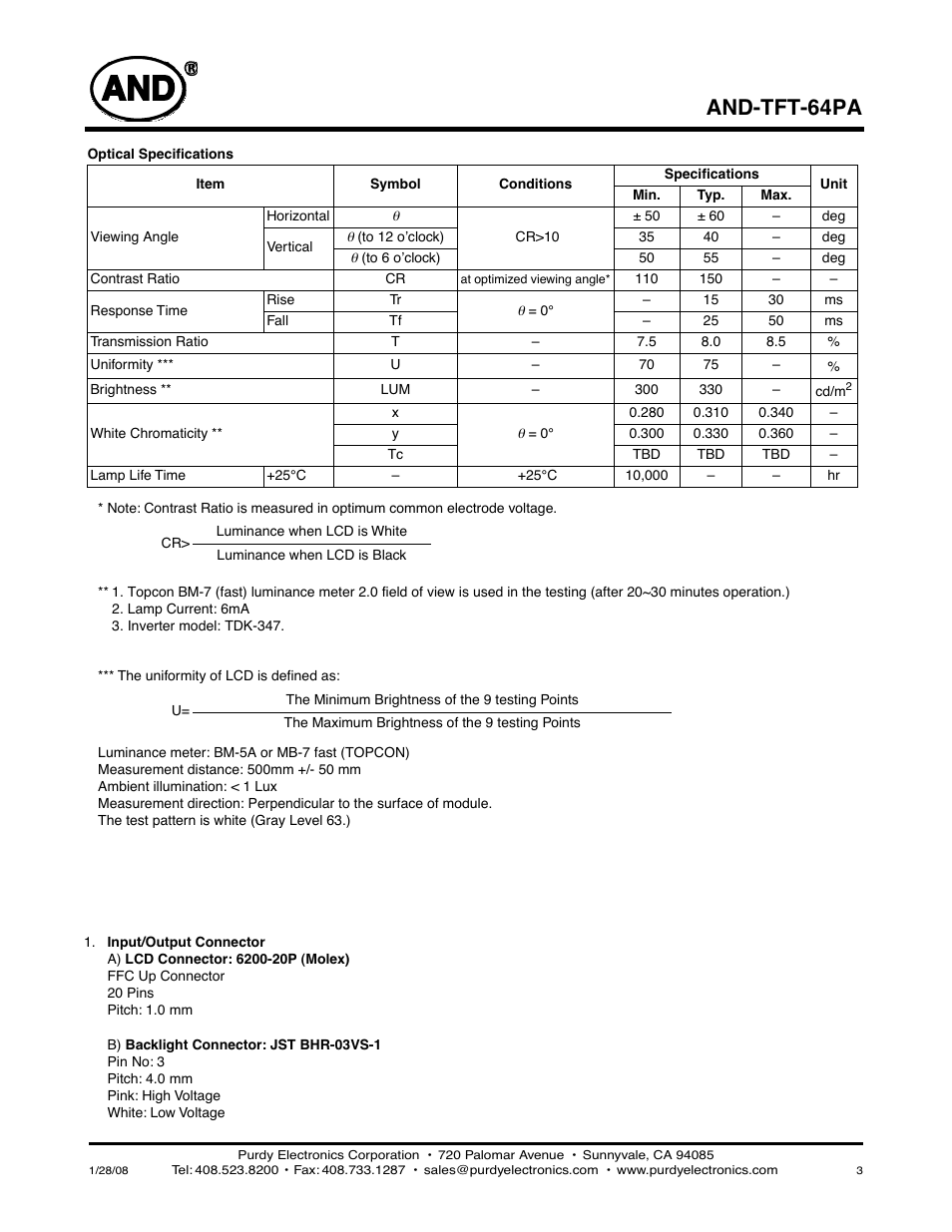 And-tft-64pa | Purdy AND-TFT-64PA User Manual | Page 3 / 6