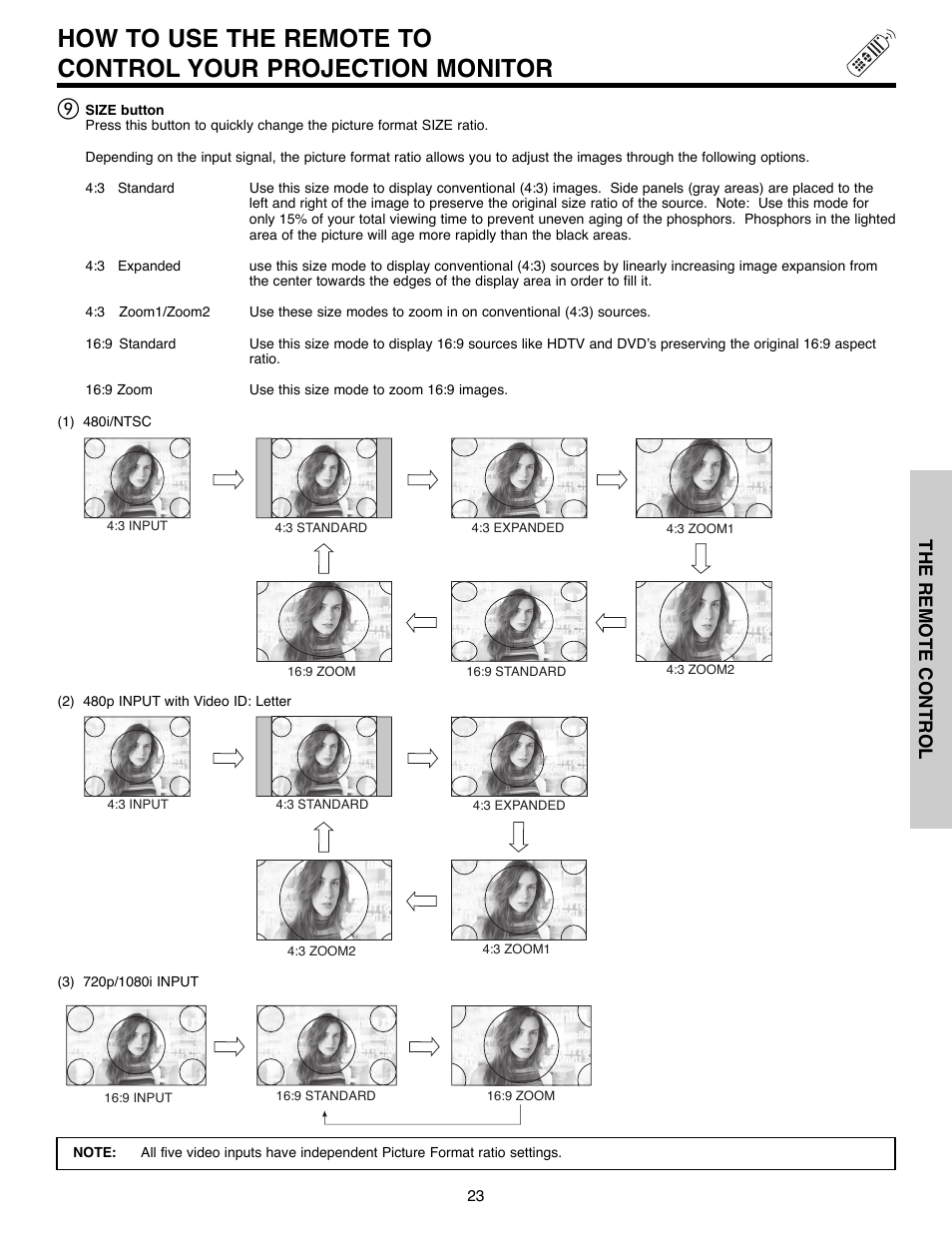The remote control | Daewoo 51M200A User Manual | Page 23 / 64