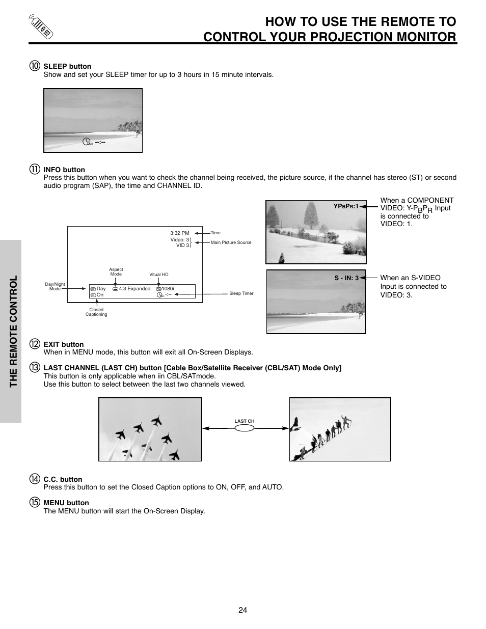 The remote control | Daewoo 51M200A User Manual | Page 24 / 64