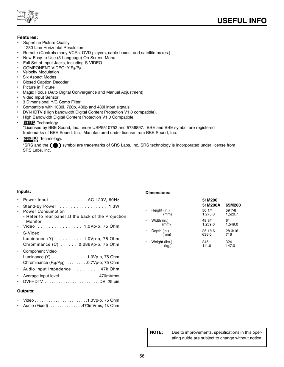 Useful info | Daewoo 51M200A User Manual | Page 56 / 64