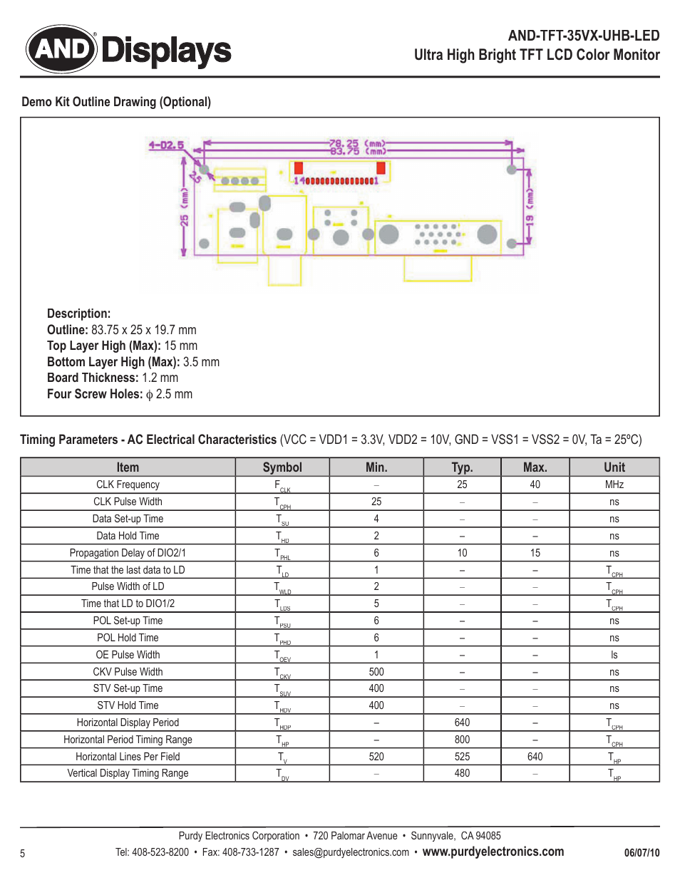 Displays | Purdy AND-TFT-35VX-UHB-LED User Manual | Page 5 / 7