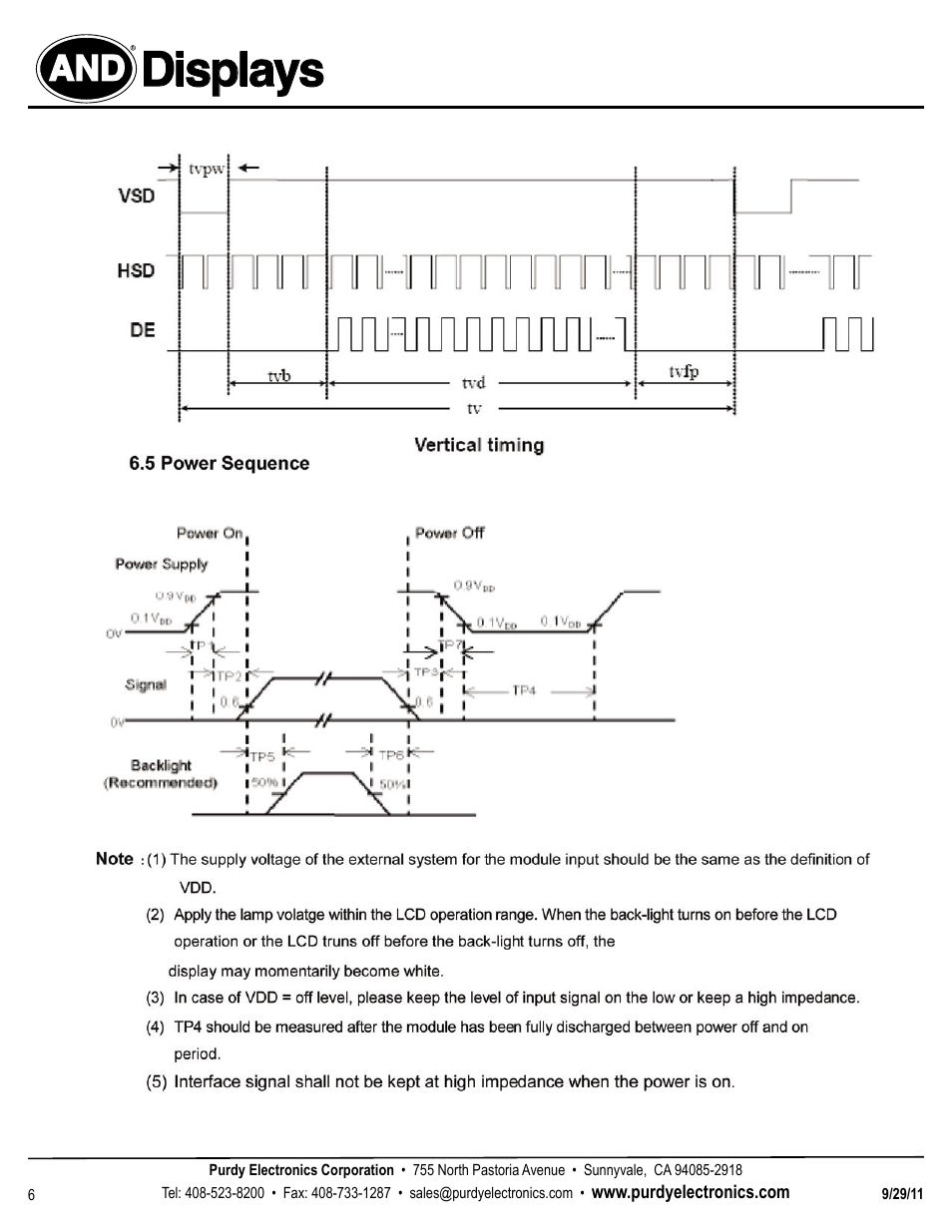 Displays | Purdy AND-TFT-5LA User Manual | Page 6 / 6