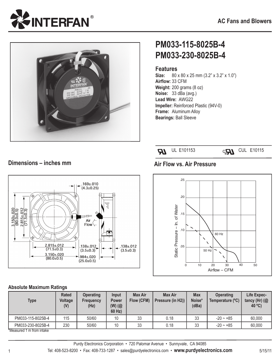Purdy PM033-115-8025B-4 User Manual | 1 page