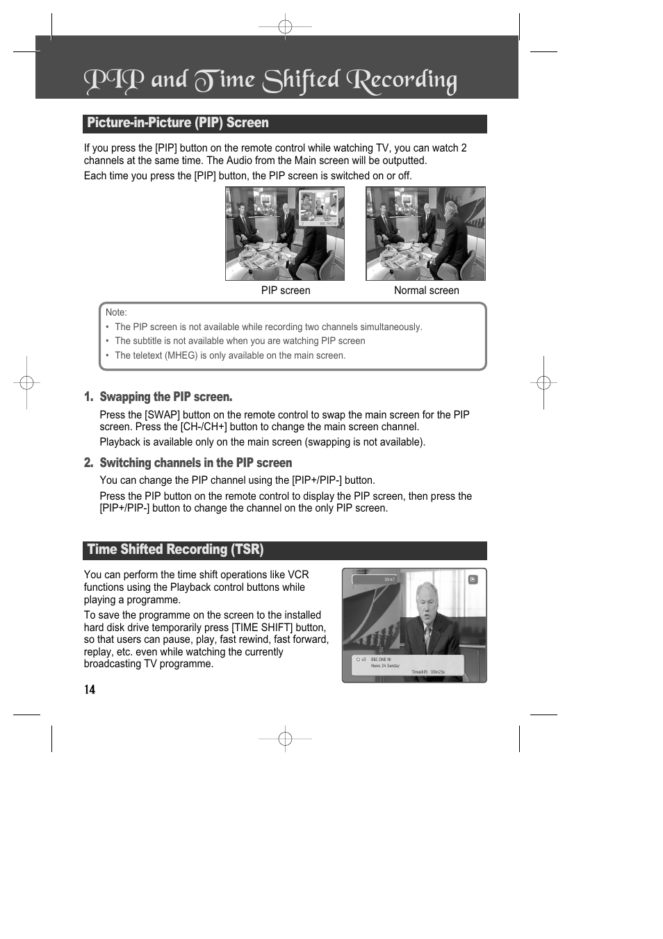 Pip and t ime shifted recording | Daewoo DSD-9502T User Manual | Page 15 / 28