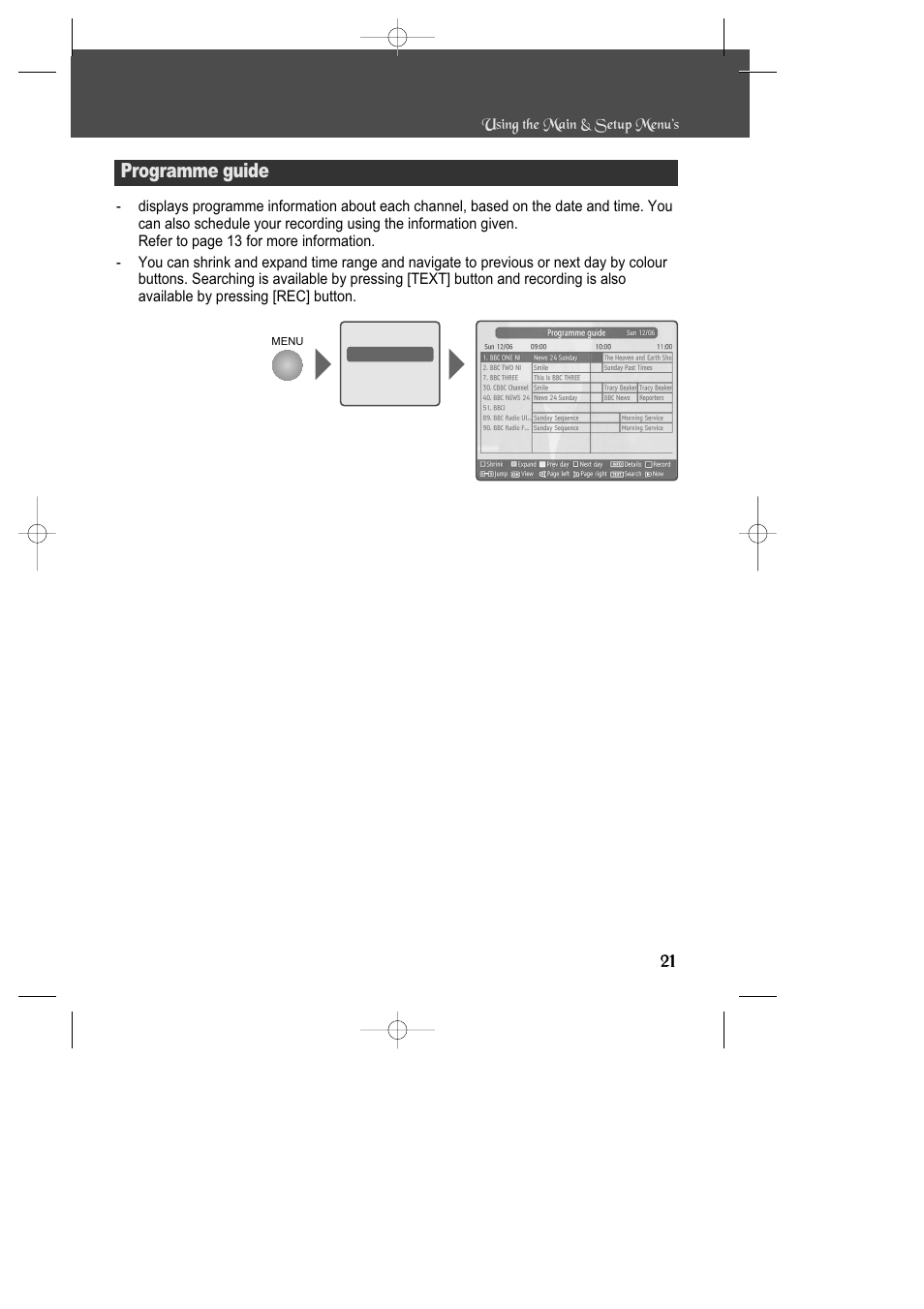 Programme guide | Daewoo DSD-9502T User Manual | Page 22 / 28