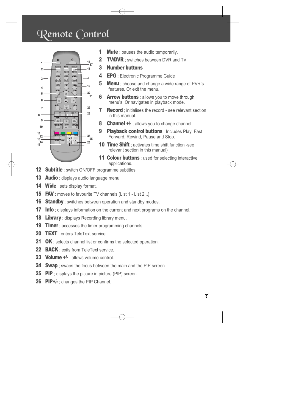 Remote control | Daewoo DSD-9502T User Manual | Page 8 / 28