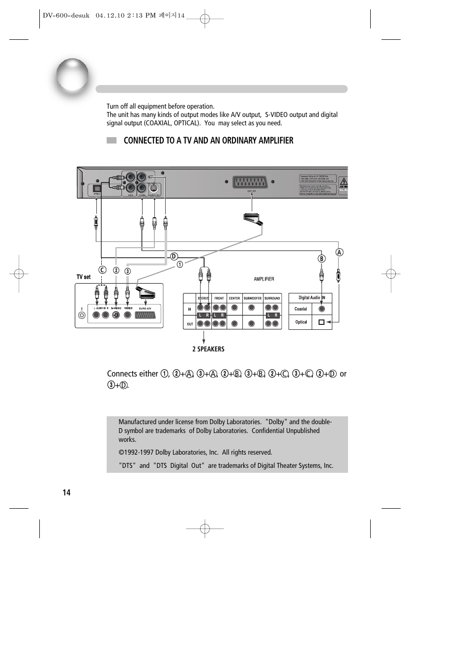 Connections | Daewoo DV-600 User Manual | Page 15 / 39