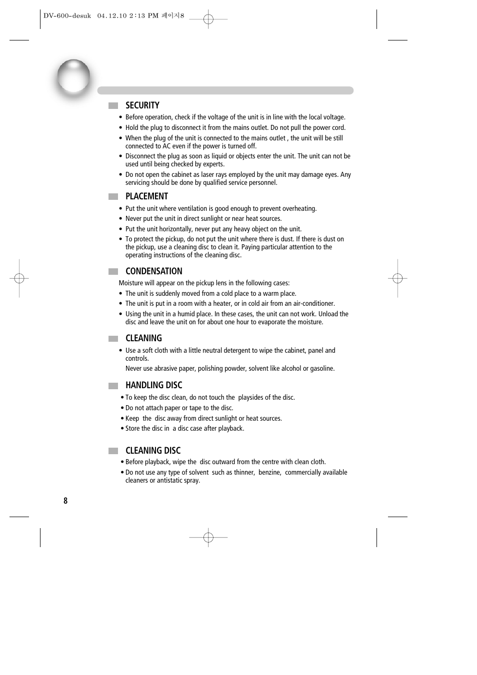 Before operation | Daewoo DV-600 User Manual | Page 9 / 39