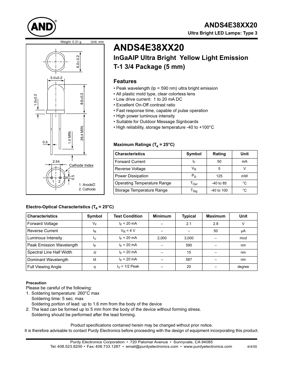 Purdy ANDS4E38XX20 User Manual | 2 pages