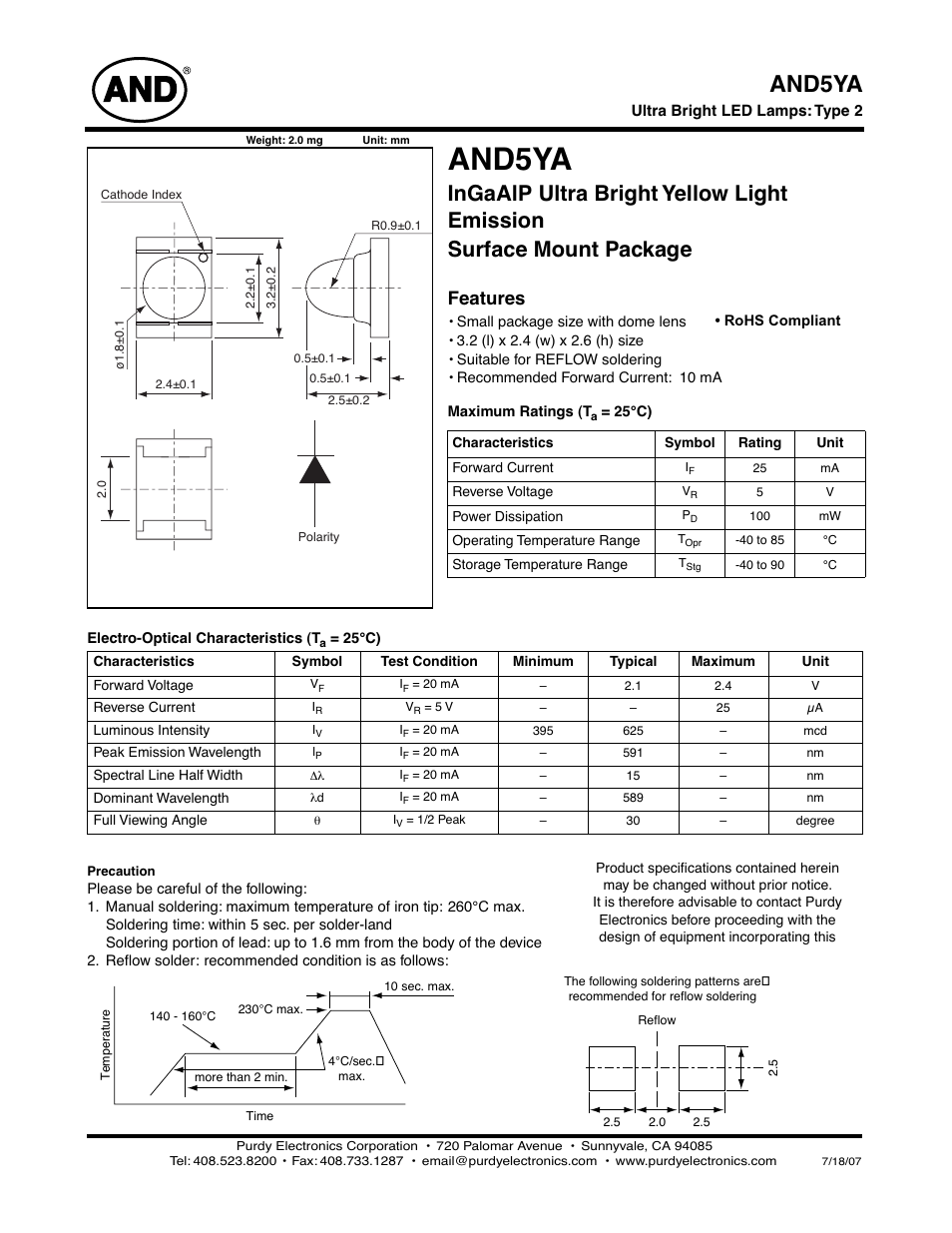 Purdy AND5YA User Manual | 2 pages