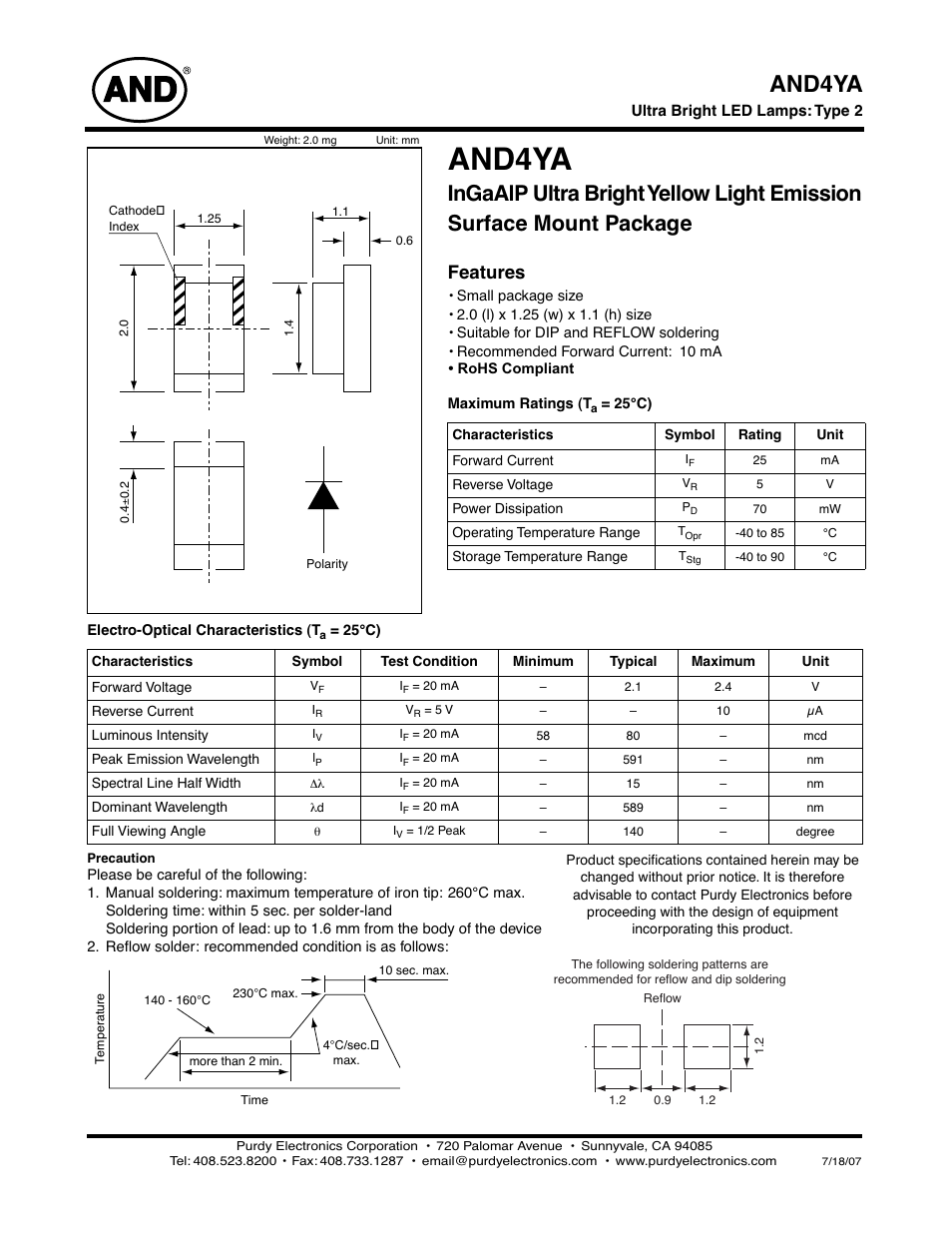 Purdy AND4YA User Manual | 2 pages