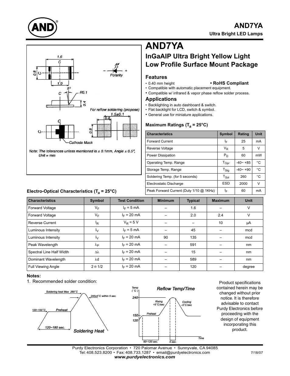 Purdy AND7YA User Manual | 2 pages