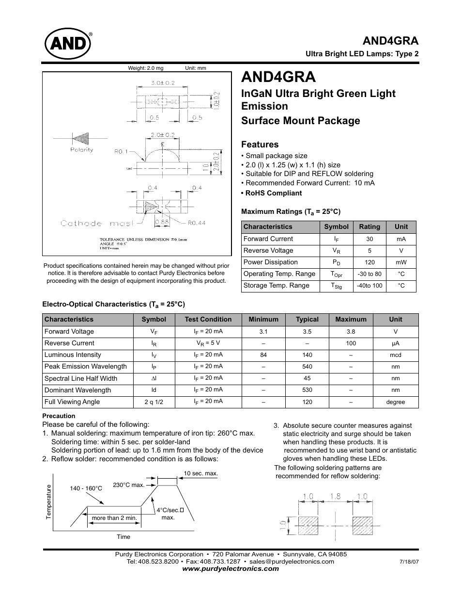 Purdy AND4GRA User Manual | 2 pages