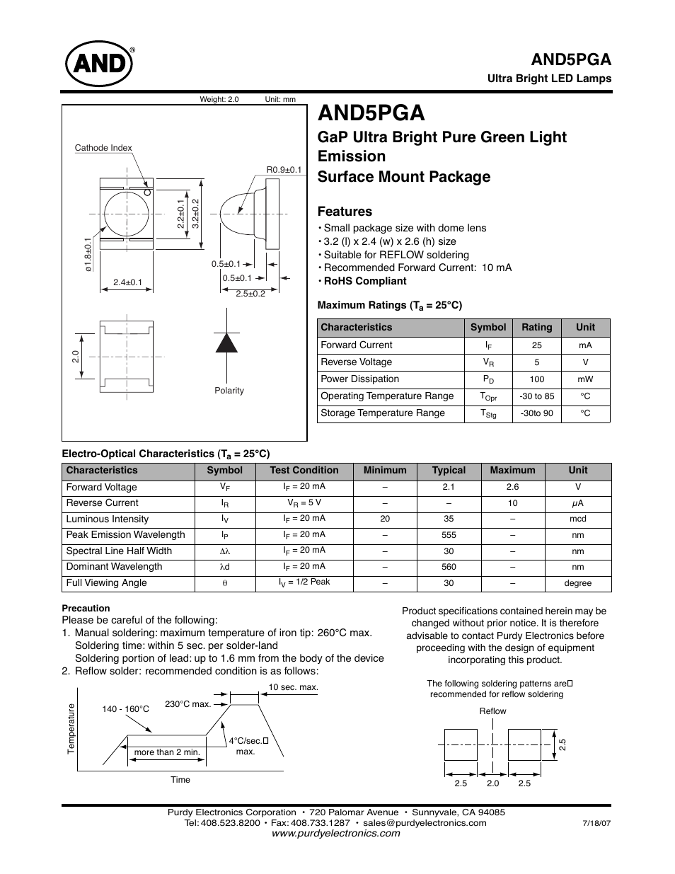 Purdy AND5PGA User Manual | 2 pages