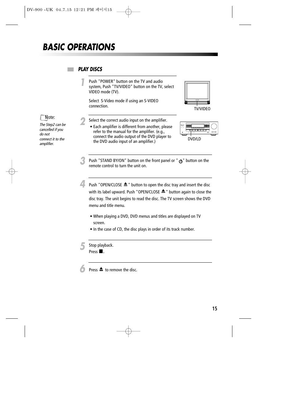 Basic operations | Daewoo DV-900 User Manual | Page 16 / 43