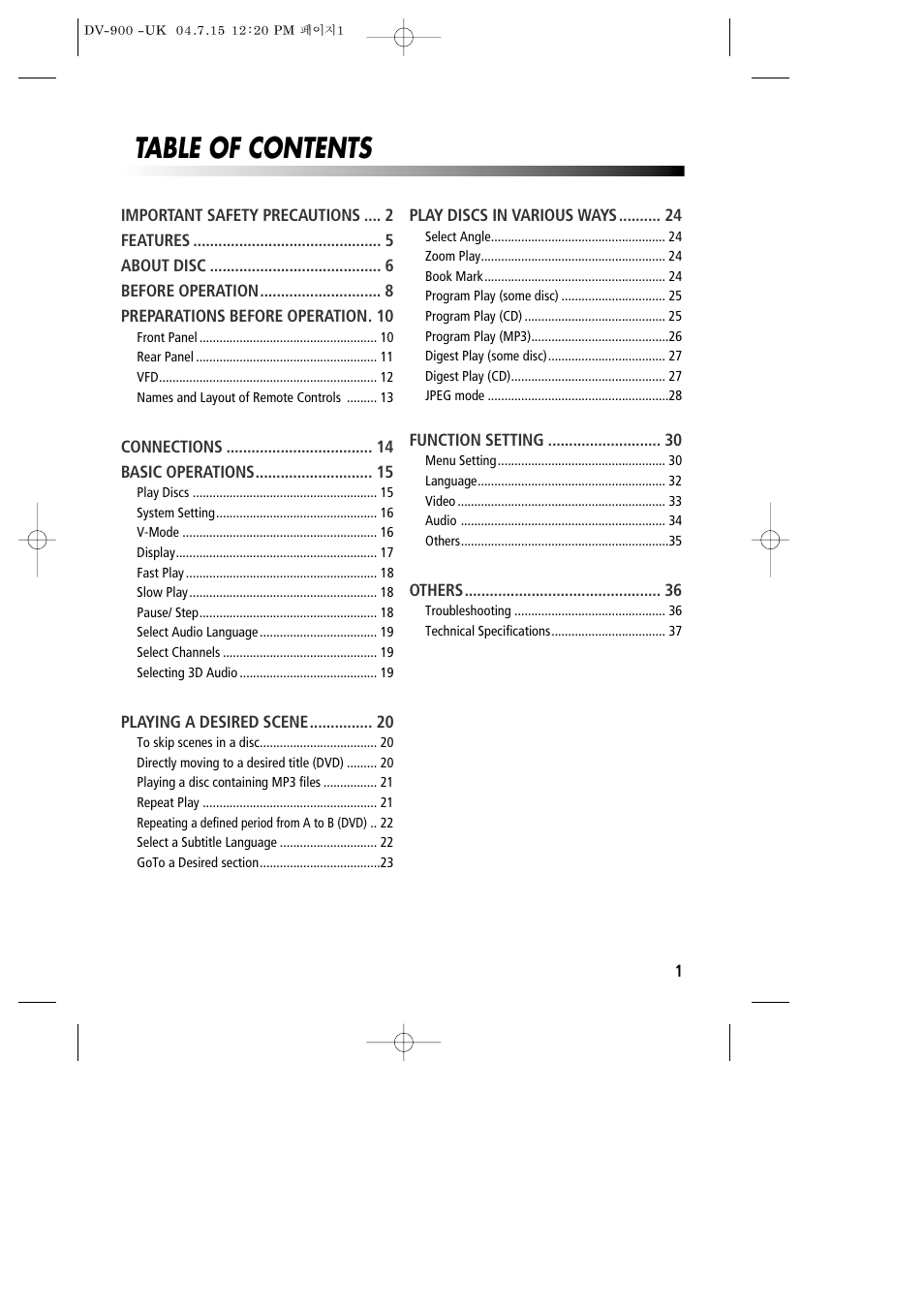 Daewoo DV-900 User Manual | Page 2 / 43