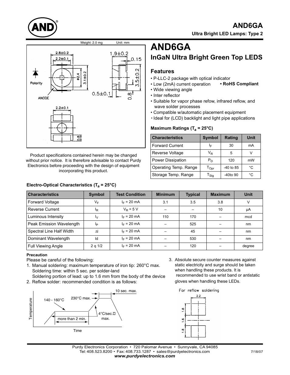 Purdy AND6GA User Manual | 2 pages