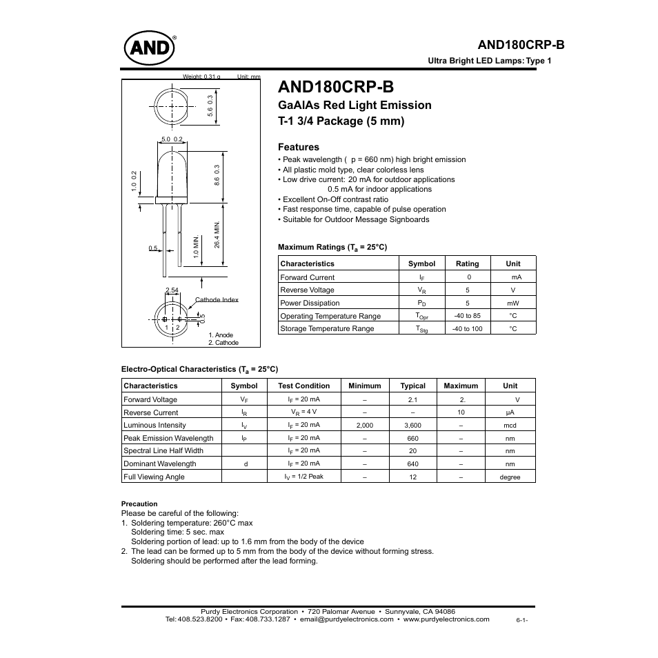 Purdy AND180CRP-B User Manual | 2 pages