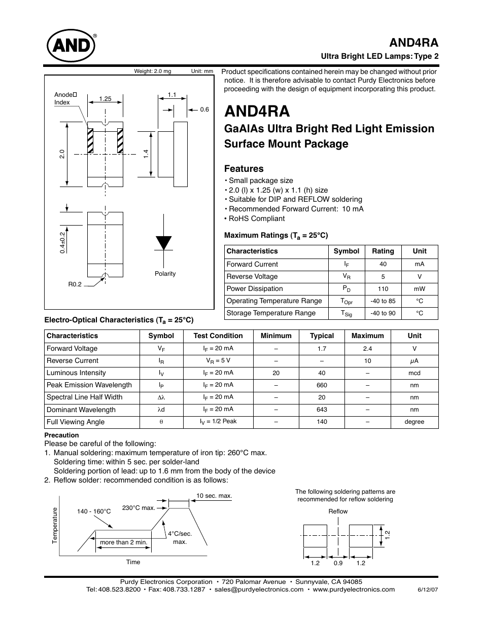 Purdy AND4RA User Manual | 2 pages