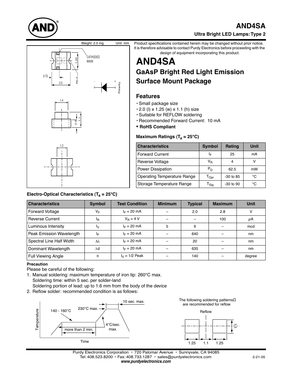 Purdy AND4SA User Manual | 2 pages