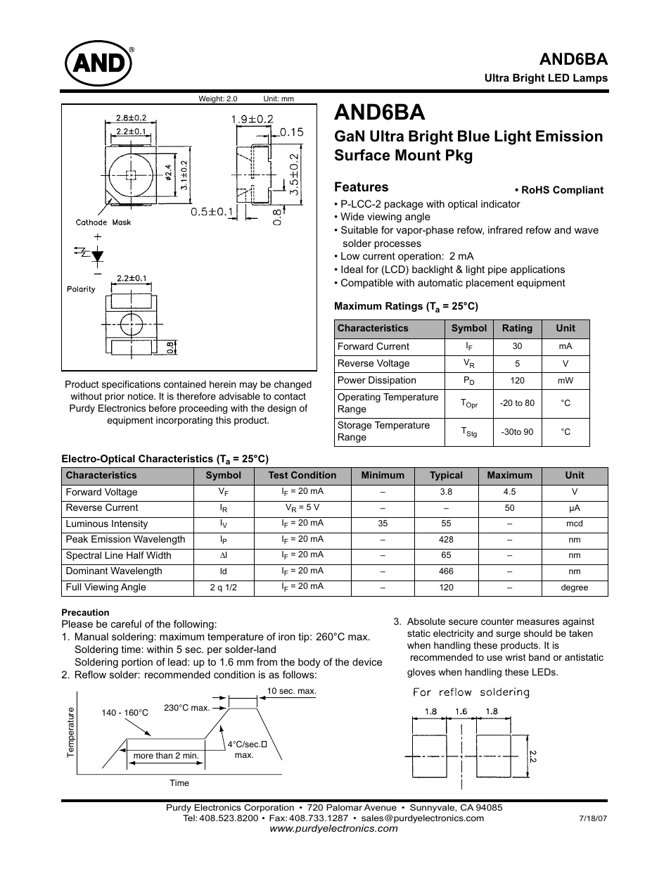 Purdy AND6BA User Manual | 2 pages