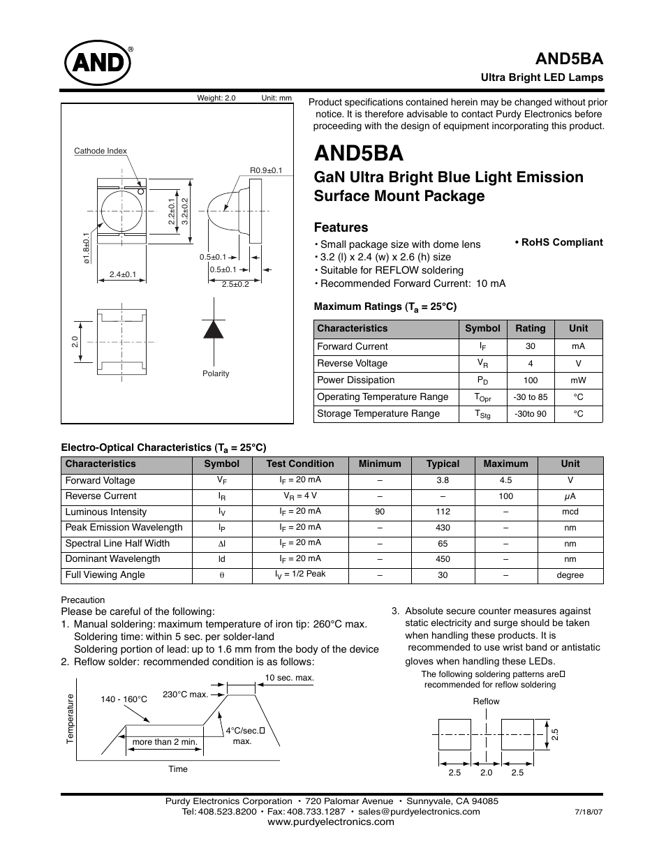 Purdy AND5BA User Manual | 2 pages