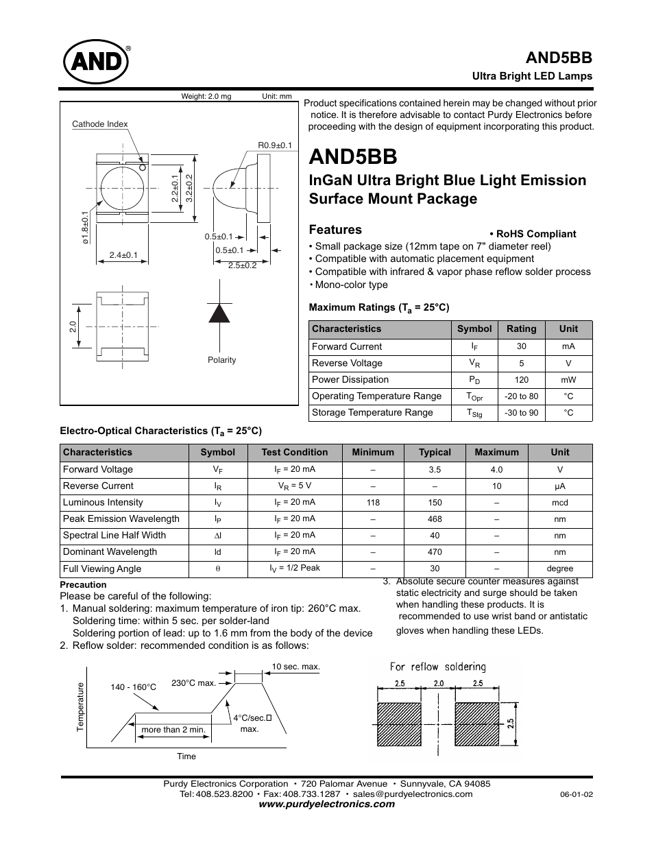 Purdy AND5BB User Manual | 2 pages