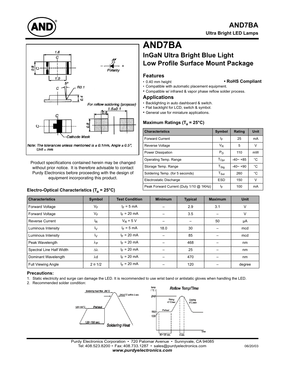 Purdy AND7BA User Manual | 2 pages