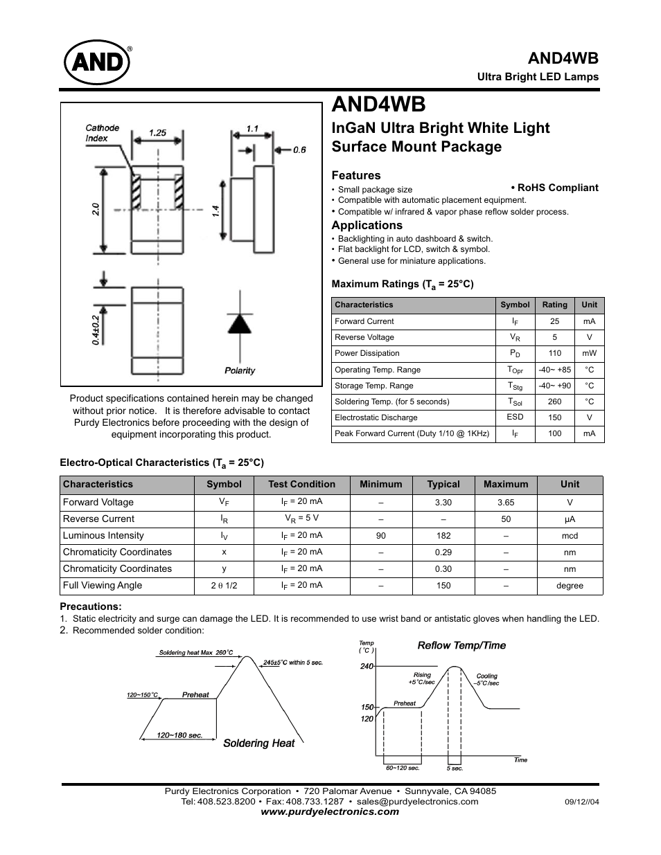 Purdy AND4WB User Manual | 2 pages