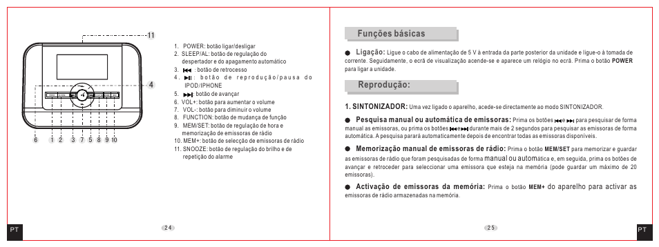 Funções básicas, Reprodução | Daewoo DCI-27 User Manual | Page 14 / 17