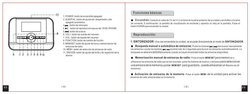 Funciones básicas, Reproducción | Daewoo DCI-27 User Manual | Page 4 / 17