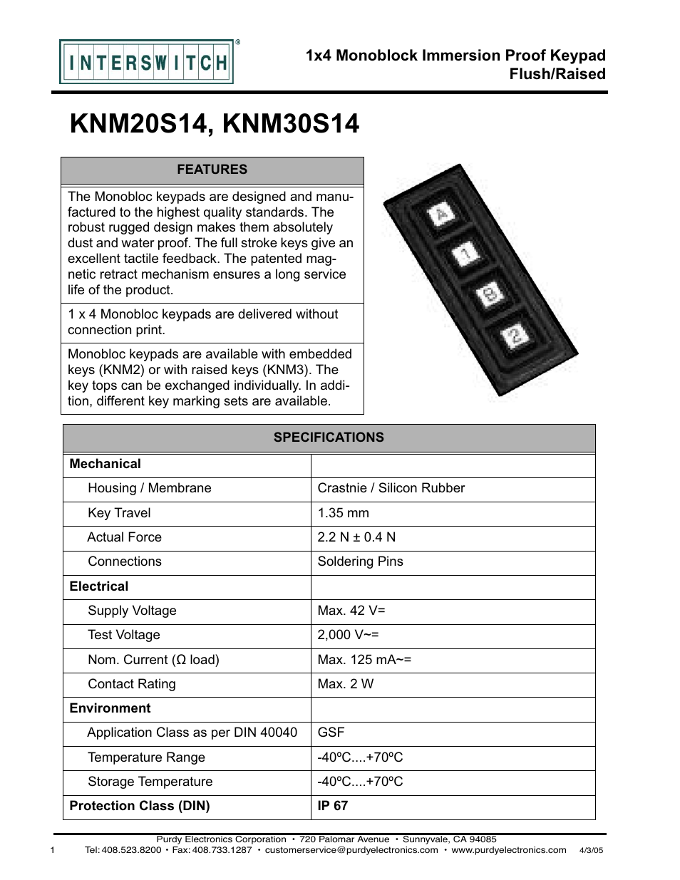 Purdy KNM20S14 User Manual | 2 pages