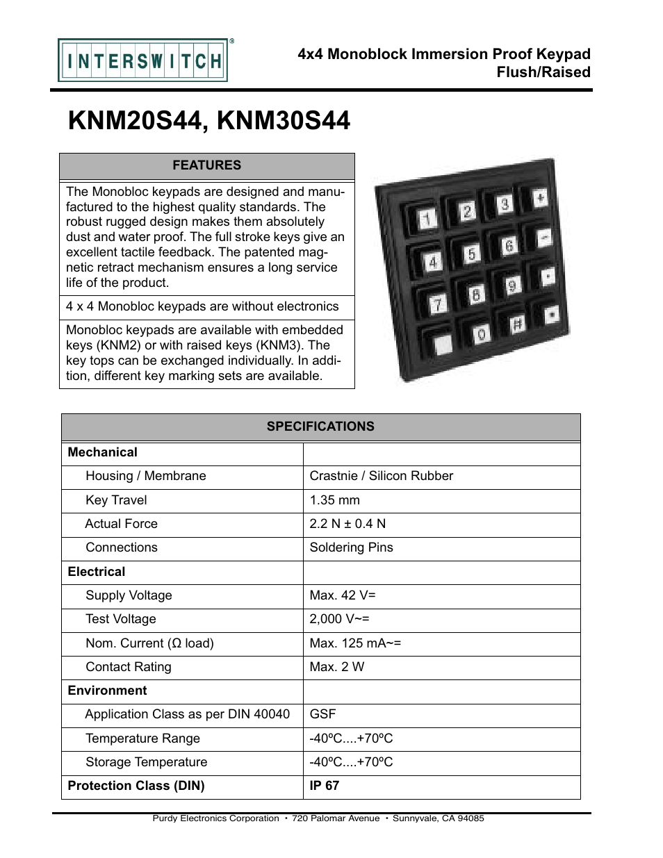 Purdy KNM20S44 User Manual | 2 pages