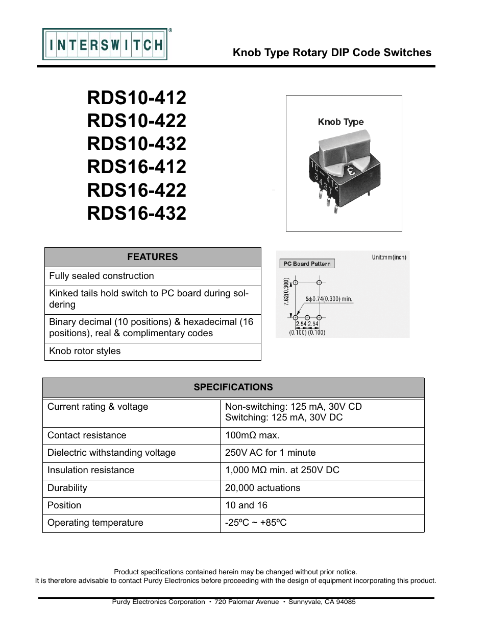 Purdy RDS10-412 User Manual | 2 pages