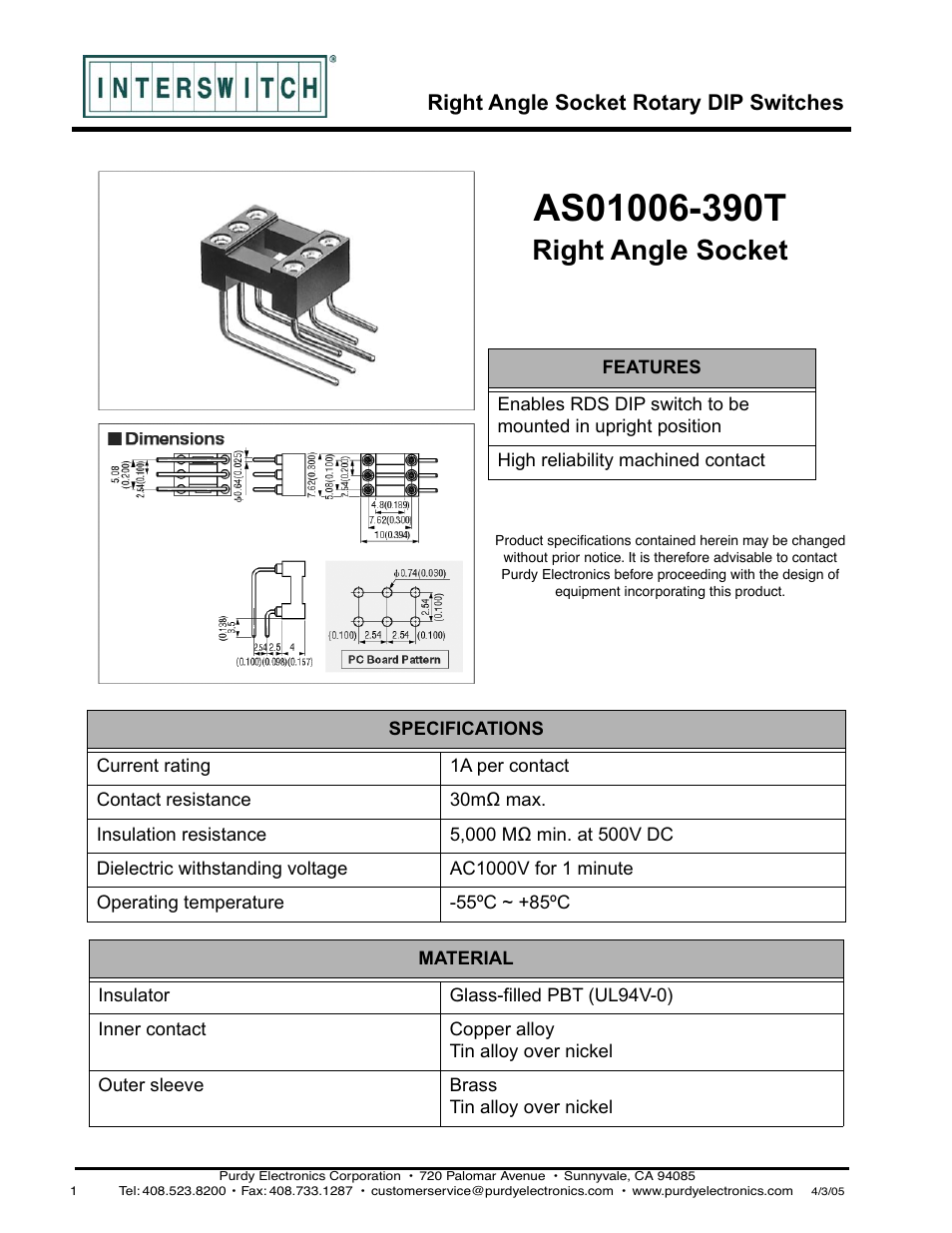Purdy AS01006-390T User Manual | 1 page