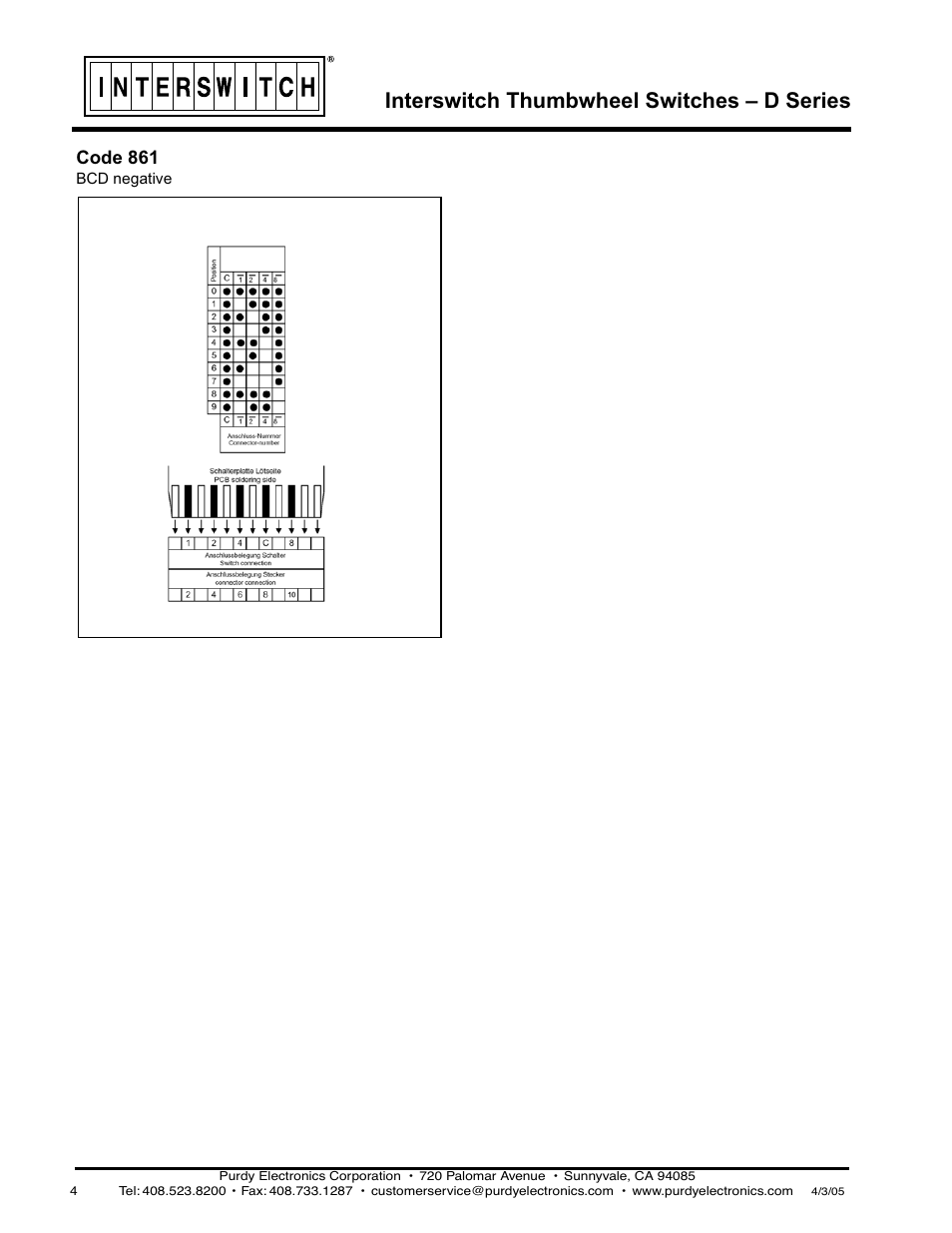 Interswitch thumbwheel switches – d series | Purdy D-Series Thumbwheel Switch User Manual | Page 4 / 4