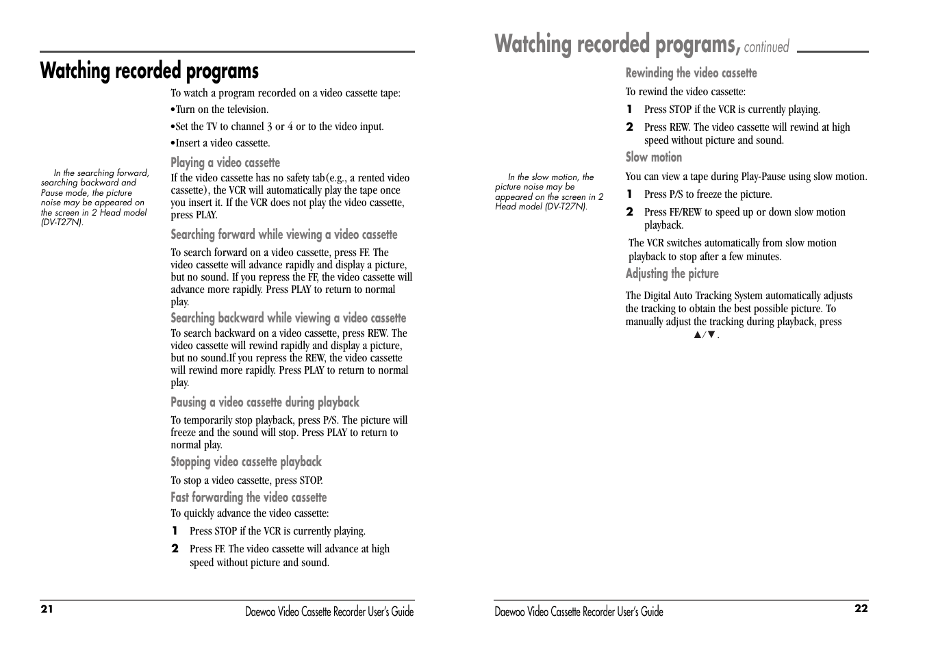 Watching recorded programs, Continued | Daewoo DV-T47N User Manual | Page 14 / 22