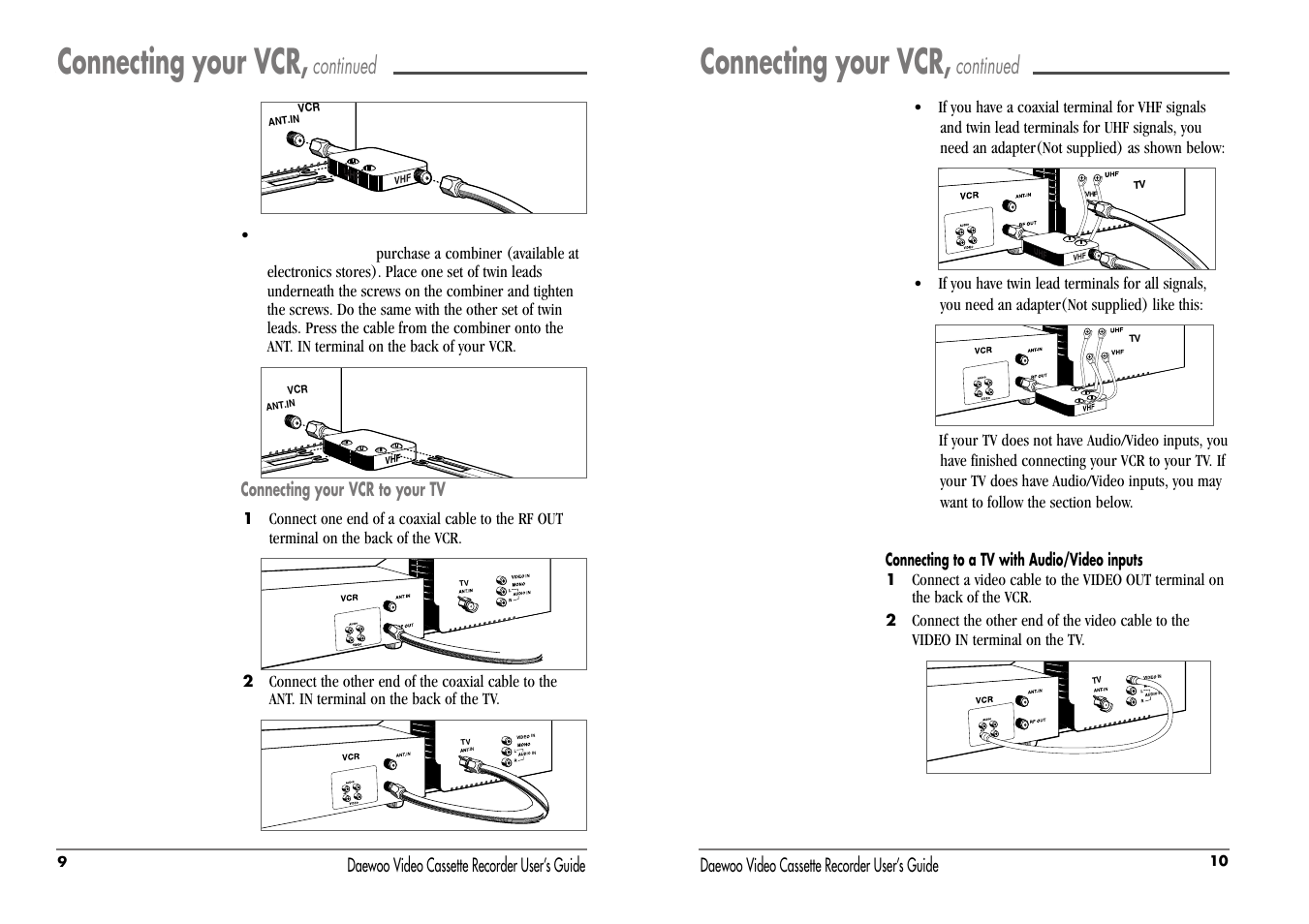 Connecting your vcr, Continued | Daewoo DV-T47N User Manual | Page 8 / 22