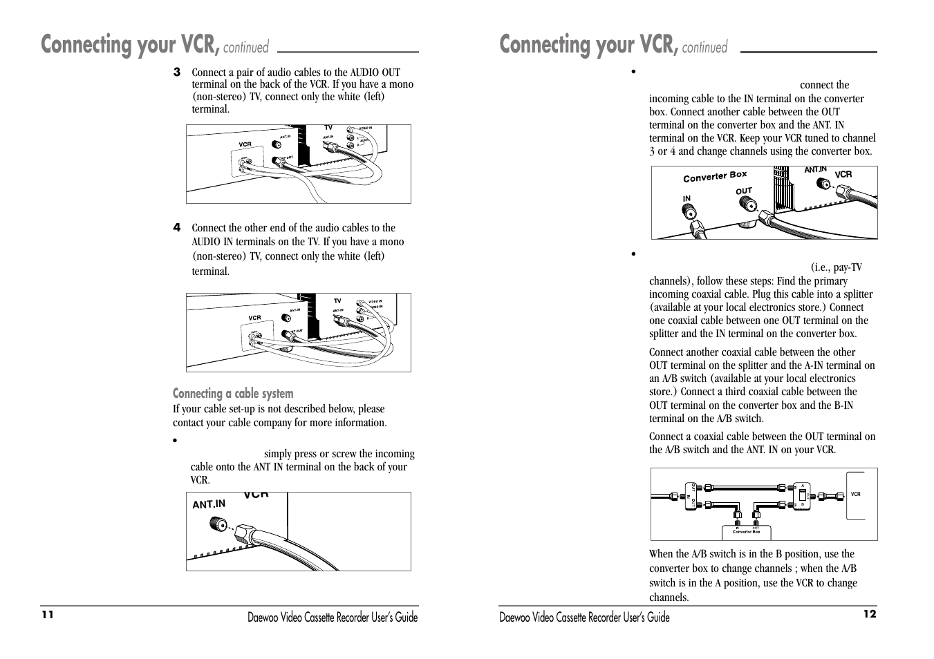 Connecting your vcr, Continued | Daewoo DV-T47N User Manual | Page 9 / 22