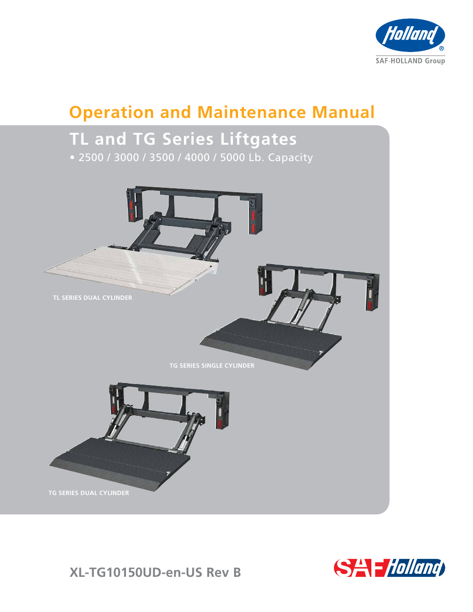 SAF-HOLLAND XL-TG10150UD TL and TG Series Liftgates User Manual | 28 pages