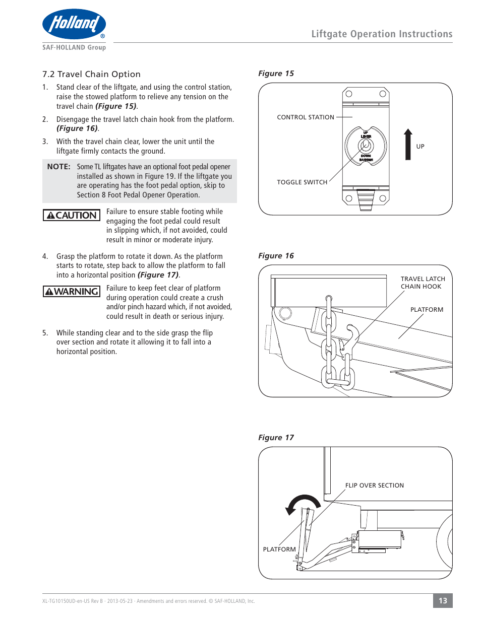 Liftgate operation instructions | SAF-HOLLAND XL-TG10150UD TL and TG Series Liftgates User Manual | Page 13 / 28