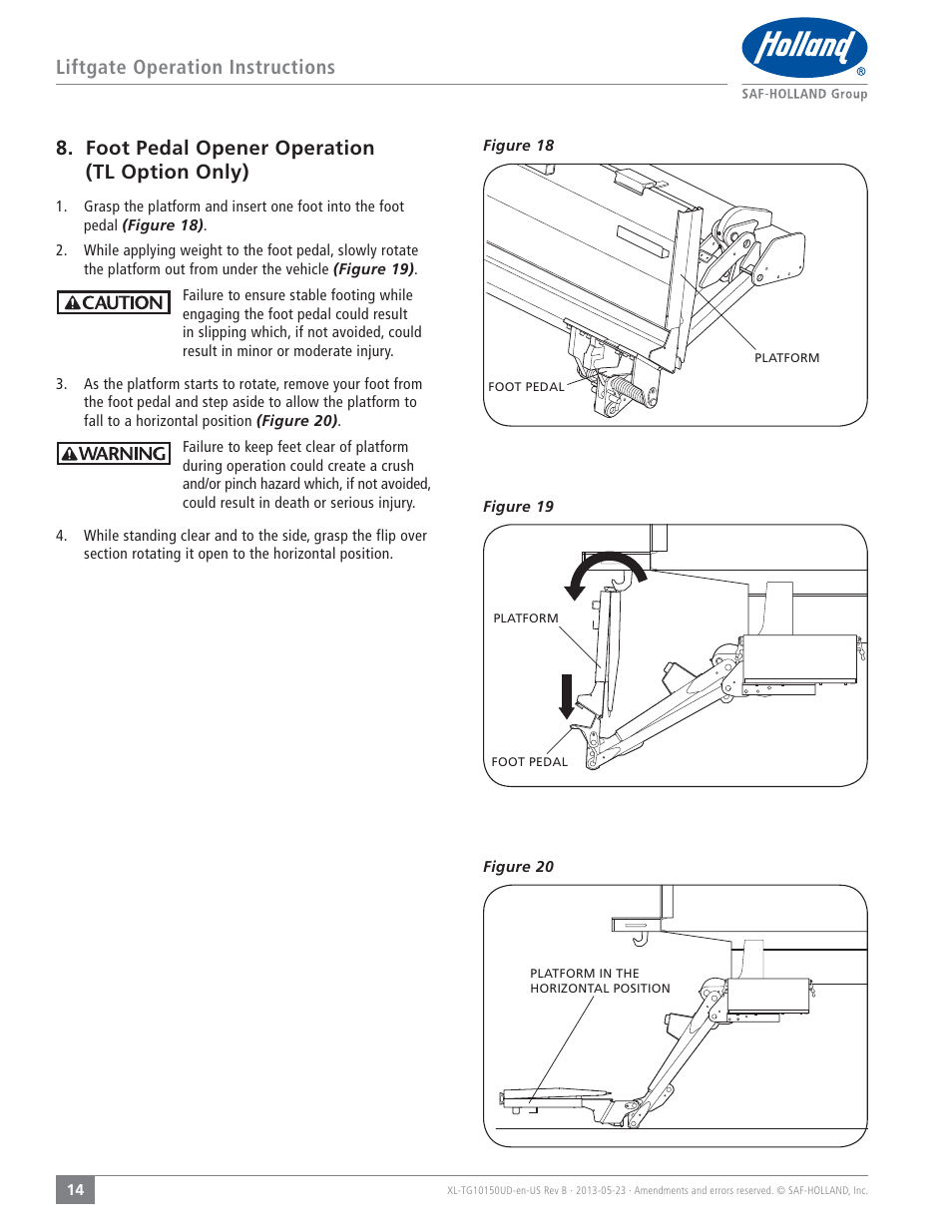 SAF-HOLLAND XL-TG10150UD TL and TG Series Liftgates User Manual | Page 14 / 28