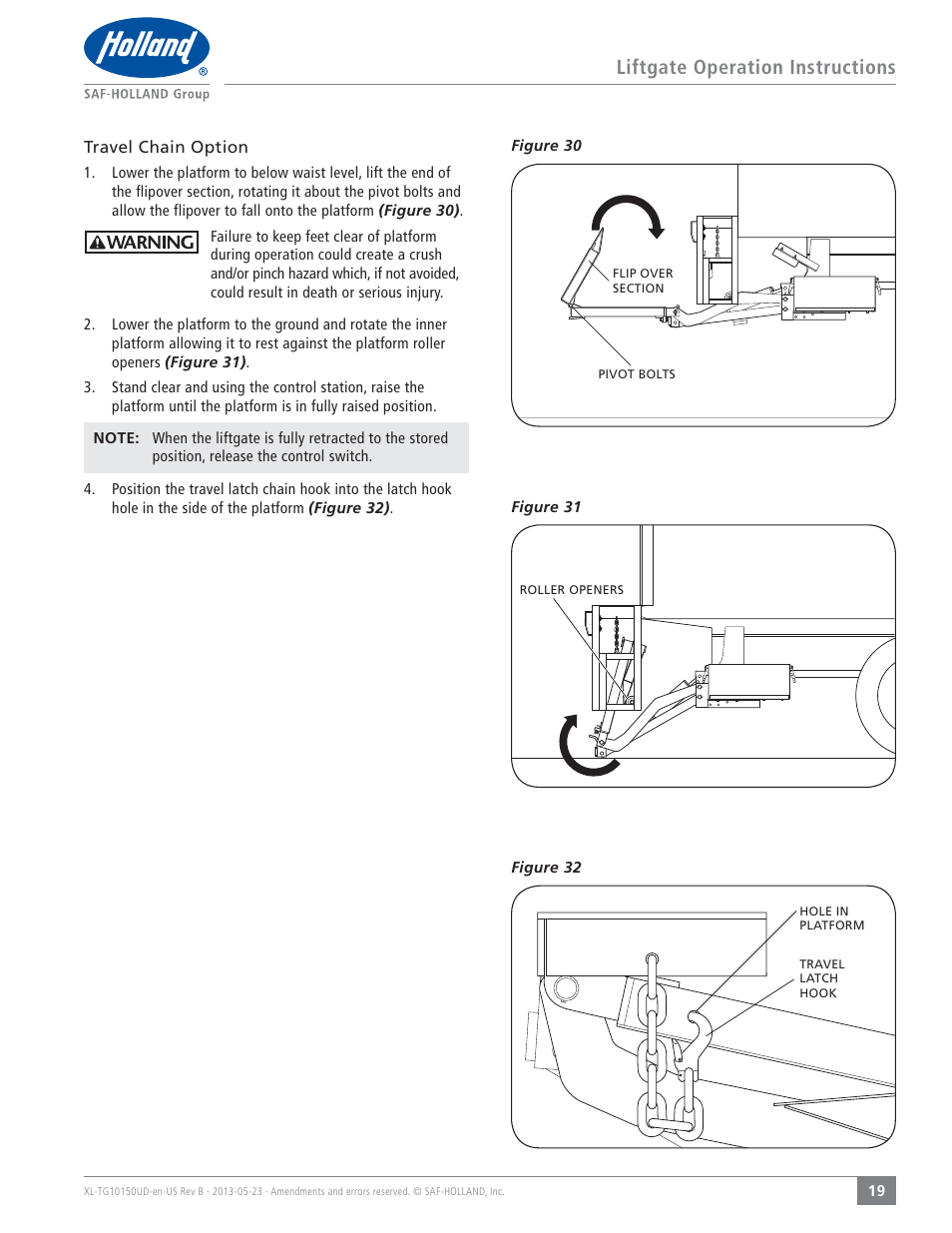 Liftgate operation instructions | SAF-HOLLAND XL-TG10150UD TL and TG Series Liftgates User Manual | Page 19 / 28